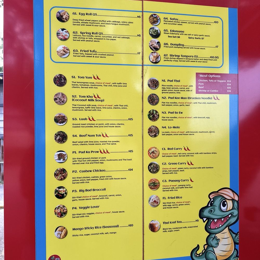 Menu on side of trailer Menu on side of trailer