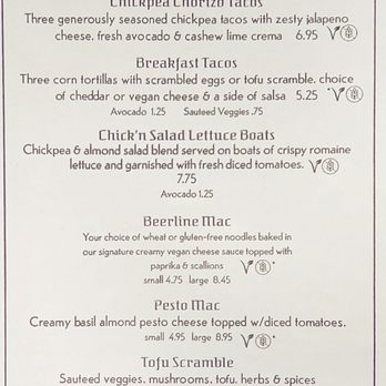 Beerline Cafe - Menu - Vegetarian Near Me - Milwaukee, Wisconsin