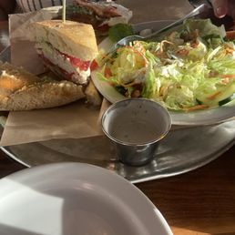Turkey or club sandwich with salad as a