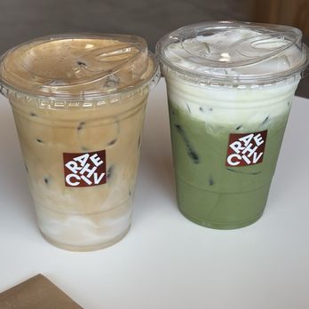 Arc Coffee - left: honey butter latte right : matcha - Coffee & Tea Near Me - Buena Park, California