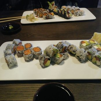Yummy - Bangin sushi lunch!!! Sweet potato roll, shrimp tempura roll, spicy crabmeat roll, spicy tuna, salmon avacado roll and a Philadelphia roll. - Sushi Bars Near Me - Plainville, Connecticut Yummy - Bangin sushi lunch!!! Sweet potato roll, shrimp tempura roll, spicy crabmeat roll, spicy tuna, salmon avacado roll and a Philadelphia roll. - Sushi Bars Near Me - Plainville, Connecticut