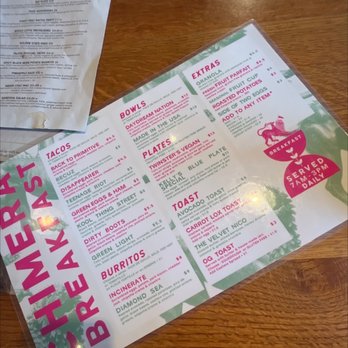 Chimera - Breakfast Menu - Coffee & Tea Near Me - Tulsa, Oklahoma