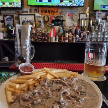 Steins - Lunch Special. Beef Stroganoff, with 1/2 liter of Munich Beer. Delicious. - German Near Me - San Francisco, California Steins - Lunch Special. Beef Stroganoff, with 1/2 liter of Munich Beer. Delicious. - German Near Me - San Francisco, California