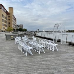 Wedding setup in the park along the river