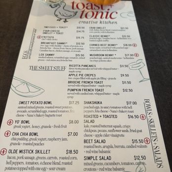 Toast + Tonic Creative Kitchen - Menu - Breakfast & Brunch Near Me - Mystic, Connecticut