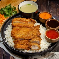 Chicken Meets Rice - Mary's Non-GMO Free-Range chicken hand-breaded with crispy panko bread crumbs. Great with Sweet Chili, Teriyaki, or Singapore Chili.