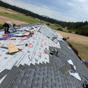Wind Proof Roofing - During installation. We had already prepared the deck and had our underlayment down. Shingles used: Timberline HDZ GAF - Roofing Near Me - Oak Harbor, Washington Wind Proof Roofing - During installation. We had already prepared the deck and had our underlayment down. Shingles used: Timberline HDZ GAF - Roofing Near Me - Oak Harbor, Washington