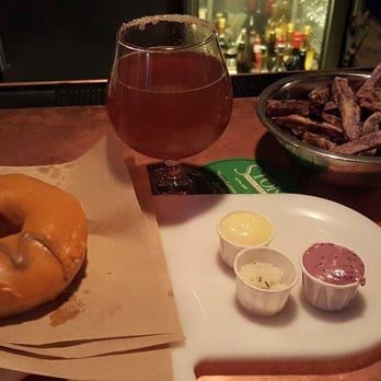 Press & Pony - An eclectic palate for a crazy chick like me. "Honey Beer" (with a salted rim) a side of purple potato fries and a pumpkin donut (Guru) - Cocktail Bars Near Me - Boise, Idaho Press & Pony - An eclectic palate for a crazy chick like me. "Honey Beer" (with a salted rim) a side of purple potato fries and a pumpkin donut (Guru) - Cocktail Bars Near Me - Boise, Idaho