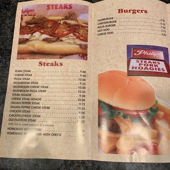 Philip's Steaks - Inside of menu - Cheesesteaks Near Me - Philadelphia, Pennsylvania