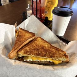 Bean There Coffee Shoppe - Yummy breakfast Sandwich with an Oat Milk Latter. Only $7 total!