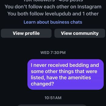 Best In Tents - Screenshot of me directly messaging the company's profile and no response until almost a week later (I didn't get bedding the 1st day) - Party Equipment Rentals Near Me Best In Tents - Screenshot of me directly messaging the company's profile and no response until almost a week later (I didn't get bedding the 1st day) - Party Equipment Rentals Near Me