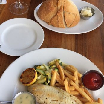 Bluewater Boathouse Seafood Restaurant Coronado - Tilapia with fries & veggies and Clam chowder! - Seafood Near Me - Coronado, California