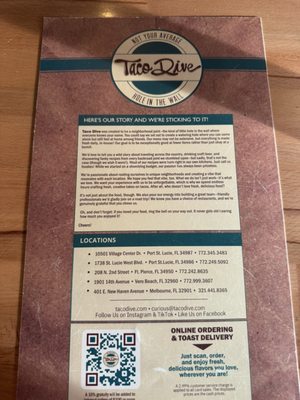 Menu photo 2 Taco Dive Melbourne, FL