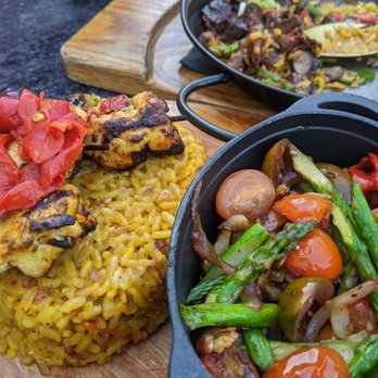 Cafe Sevilla - Garlic and Mushroom Paella, and Pinchos de Pollo - Spanish Near Me - Costa Mesa, California Cafe Sevilla - Garlic and Mushroom Paella, and Pinchos de Pollo - Spanish Near Me - Costa Mesa, California