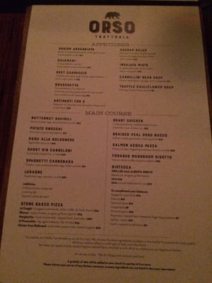 Menu photo 7 Orso Trattoria Jasper, AB Menu photo 7 Orso Trattoria Jasper, AB