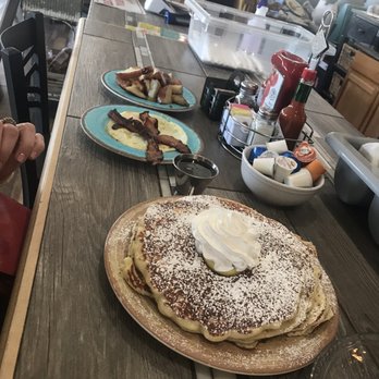 Mandy's Breakfast House - Lemon Ricotta Pancake with sides!! A must have not try but have!! - Breakfast & Brunch Near Me - Sonora, California