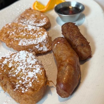 The Warehouse - French toast and sausage...those sausages were ridiculously good! - Seafood Near Me - Alexandria, Virginia