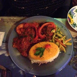 Le Saint Géran - Prawns with tomatoes and bell pepper in creole sauce