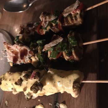 Llama Inn - Scallop and pork belly skewers. A plus - Peruvian Near Me - Brooklyn, New York
