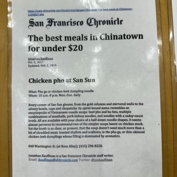 San Sun - A review for the pho! - Chinese Near Me - San Francisco, California San Sun - A review for the pho! - Chinese Near Me - San Francisco, California