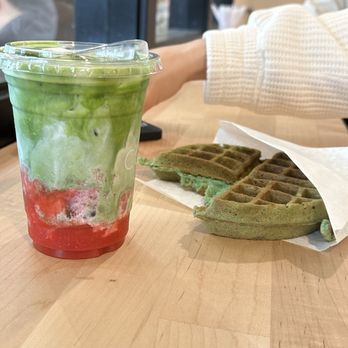 Coby’s Cafe - Strawberry matcha, pandan waffle - Themed Cafes Near Me - Seattle, Washington Coby’s Cafe - Strawberry matcha, pandan waffle - Themed Cafes Near Me - Seattle, Washington