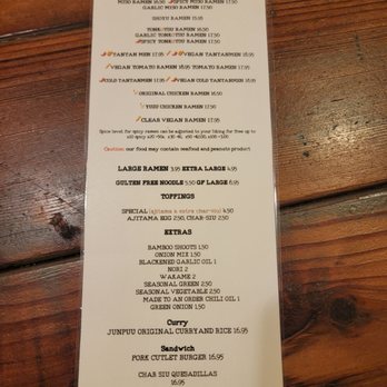Junpuu - Menu - Ramen Near Me - Honolulu, Hawaii