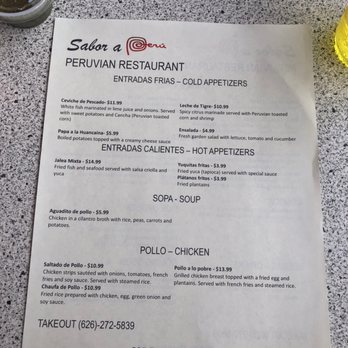 Sabor a Peru - Menu - Peruvian Near Me - Covina, California Sabor a Peru - Menu - Peruvian Near Me - Covina, California