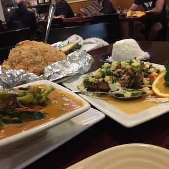 Amarin Thai Cuisine - Panang curry, salmon with mango salsa and pineapple fried rice! - Thai Near Me - Mountain View, California Amarin Thai Cuisine - Panang curry, salmon with mango salsa and pineapple fried rice! - Thai Near Me - Mountain View, California