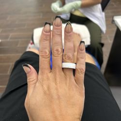 New Vision Nails & Day Spa - Wedding nails! Black French with white accent nail