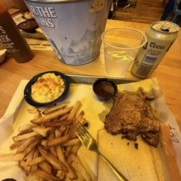 Sliced Beef Brisket, Mac and Cheese, French Fries Sliced Beef Brisket, Mac and Cheese, French Fries