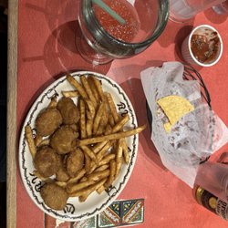 Vaqueros Mexican Restuarant & Taqueria - Chicken nuggets, French fries, strawberry margarita