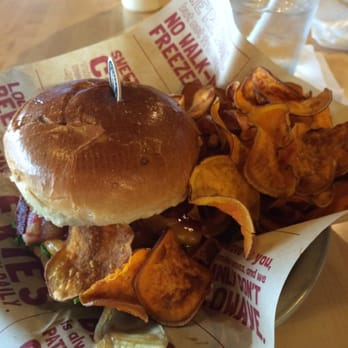 Bagger Dave's Burger Tavern - Bbq burger with sweet potato fries - Burgers Near Me - Fort Wayne, Indiana
