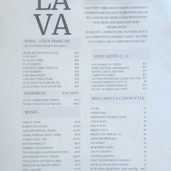 404 Celsius - Lava Rock and wine menu - Steakhouses Near Me - Hogansville, Georgia
