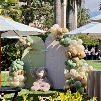 Balloon Bay - A charming setup for Andrew's 100-day celebration, featuring soft green and beige tones with a touch of whimsy! - Balloon Services Near Me