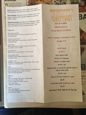 Menu photo 3 Doughboys Pizzeria Grover Beach, CA Menu photo 3 Doughboys Pizzeria Grover Beach, CA