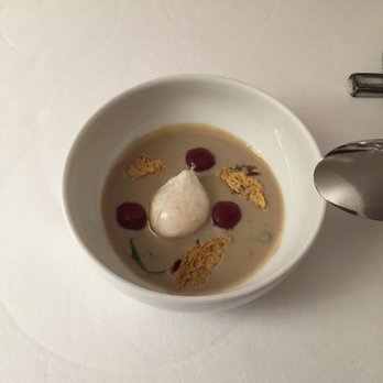 Restaurant Maison Lameloise - soup with egg - French Near Me - Chagny, 71 Restaurant Maison Lameloise - soup with egg - French Near Me - Chagny, 71