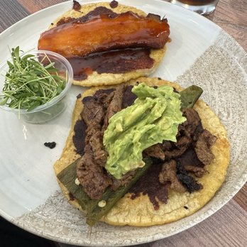 Yes Chef Tacos La Barra & Cafe - Pork belly & ribeye taco without cilantro. Really good. - Coffee & Tea Near Me - Burbank, California Yes Chef Tacos La Barra & Cafe - Pork belly & ribeye taco without cilantro. Really good. - Coffee & Tea Near Me - Burbank, California
