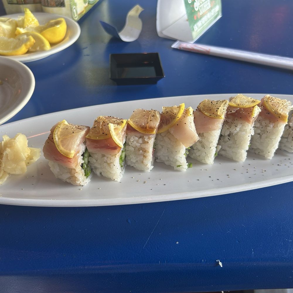 Flounder's Chowder House - Yellowtail Sunrise Roll - Seafood Near Me - Gulf Breeze, Florida Flounder's Chowder House - Yellowtail Sunrise Roll - Seafood Near Me - Gulf Breeze, Florida