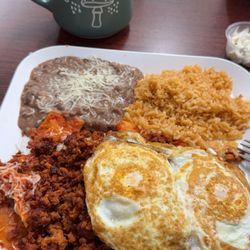 Taqueria Mi Rancho - Chilaquiles with chorizo and coffee