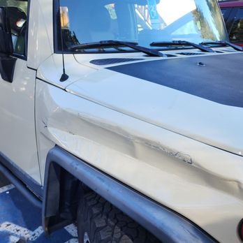 Frank's Auto Collision - The damage Christmas Eve Eve when someone side swiped my parked FJ - Auto Detailing Near Me - San Clemente, California Frank's Auto Collision - The damage Christmas Eve Eve when someone side swiped my parked FJ - Auto Detailing Near Me - San Clemente, California