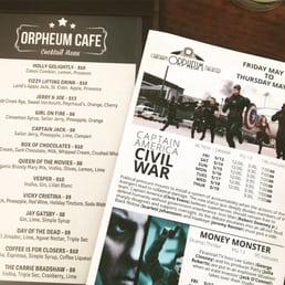 Specialty cocktail menu that you can order and take into movie Specialty cocktail menu that you can order and take into movie