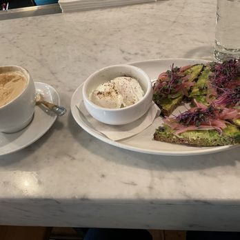 Field to Fork - Avocado toast with poached eggs and latte - Breakfast & Brunch Near Me - Sheboygan, Wisconsin