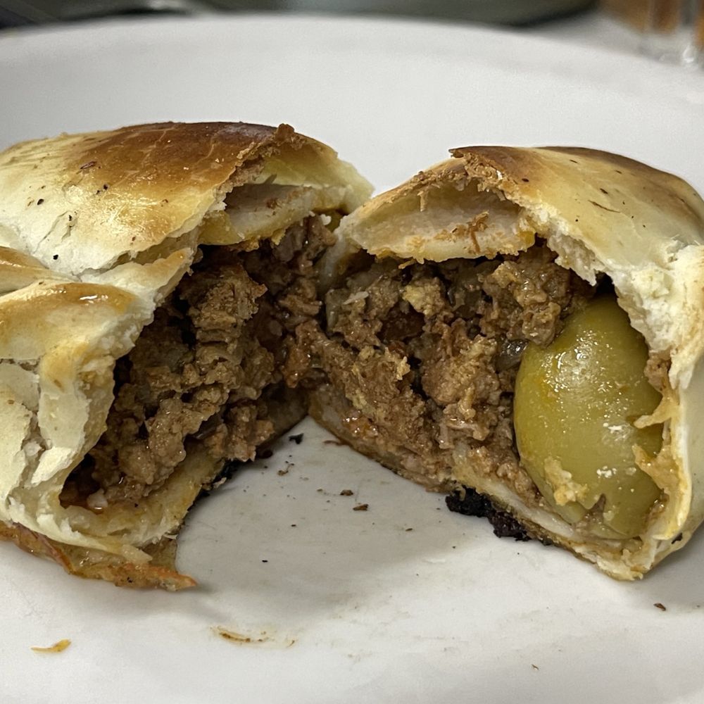 Beef empanada... quite good, good flavor, a little drier than I like but not bad! Beef empanada... quite good, good flavor, a little drier than I like but not bad!