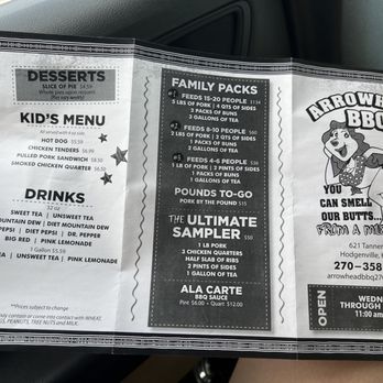 Arrowhead BBQ - Menu - Barbeque Near Me - Hodgenville, Kentucky