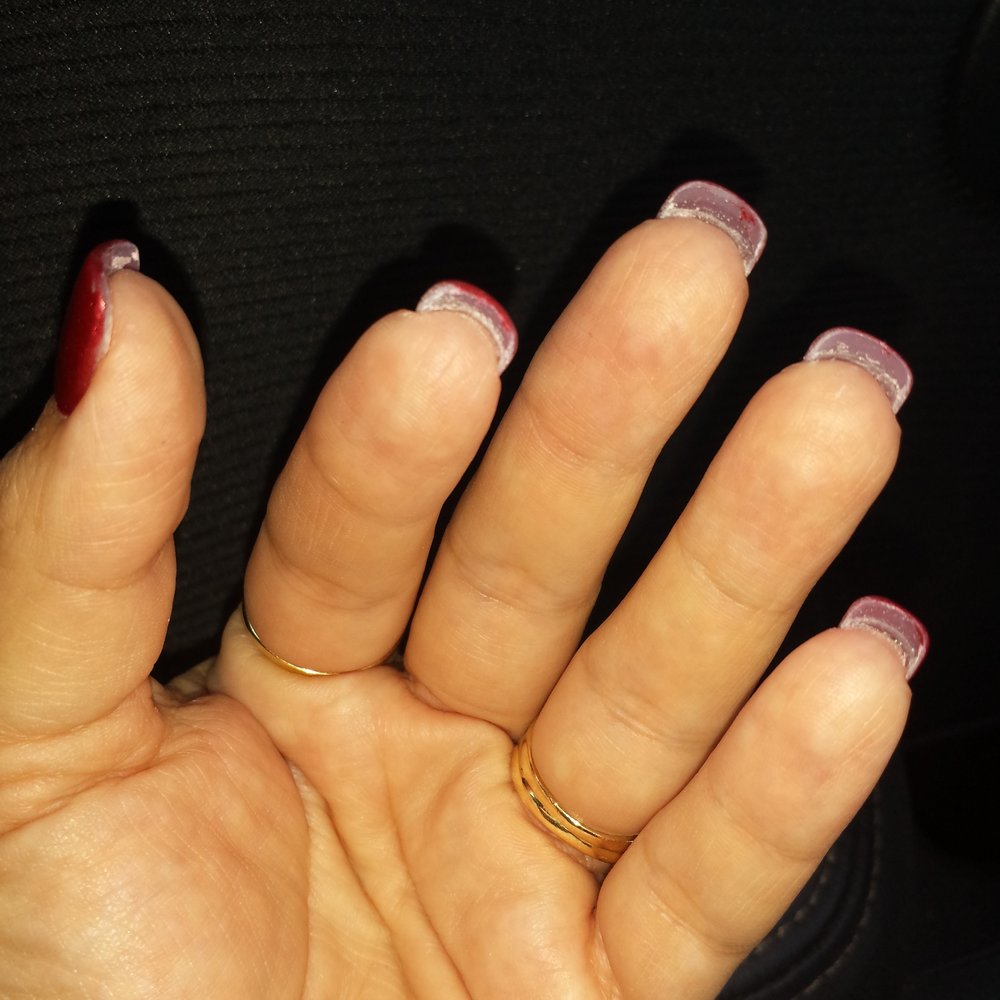 Nails MAXX & Spa - Left hand. ..again..messy :/ - Nail Salons Near Me - Lawton, Oklahoma