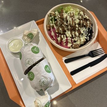 Smoothie Spot -Tamiami - Here we have a burrito wrap and and chicken bowl - Juice Bars & Smoothies Near Me - Miami, Florida