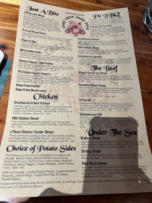 Menu photo 2 Chase Creek Smoke House Chase, MI