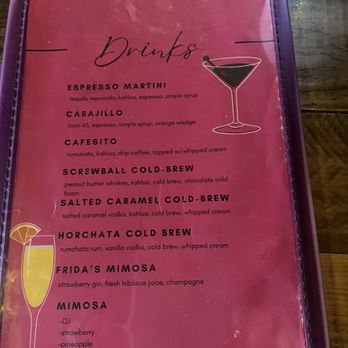 Cafe Kahlo - Drink menu - Mexican Near Me - Hot Springs, Arkansas