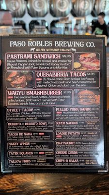 Menu photo 1 Paso Robles Brewing San Luis Obispo, CA