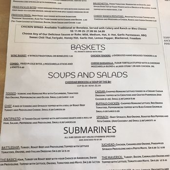 Commandough's - Current menu - Appetizers, Baskets, Salads & Submarines - Pizza Near Me - Zephyrhills, Florida